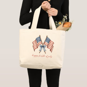 Bolsa Tote Grande Bandeiras Patrióticas Americanas Quatro de Julho