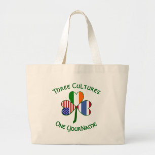 Bolsa Tote Grande Bandeiras Tailandesas Irlandesas Americanas Trevo 