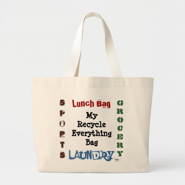 Bolsa Tote Grande Bandeja da Canvas do reciclar (Frente)