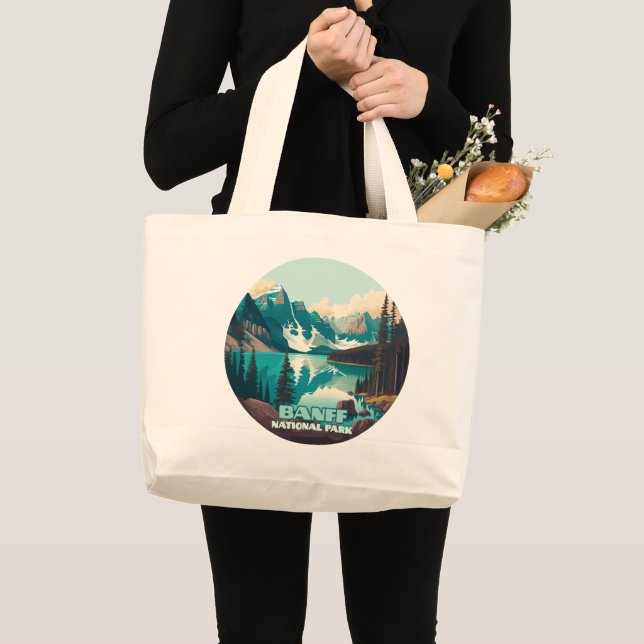 Bolsa Tote Grande Banff National Park Moraine Lake Retro (Frente (produto))