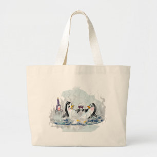 Bolsa Tote Grande Banheira de hidromassagem Penguins_bl