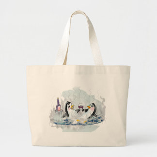 Bolsa Tote Grande Banheira de hidromassagem Penguins_bl