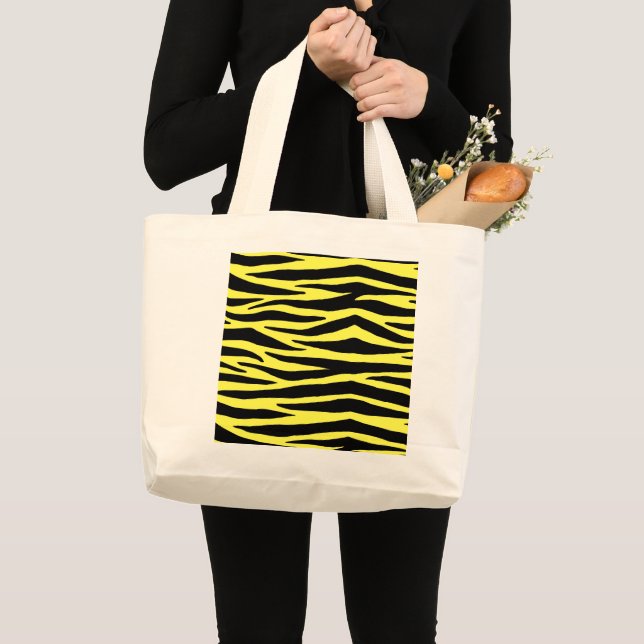 Bolsa Tote Grande Banheira de Tota de Zebra Amarela (Frente (produto))