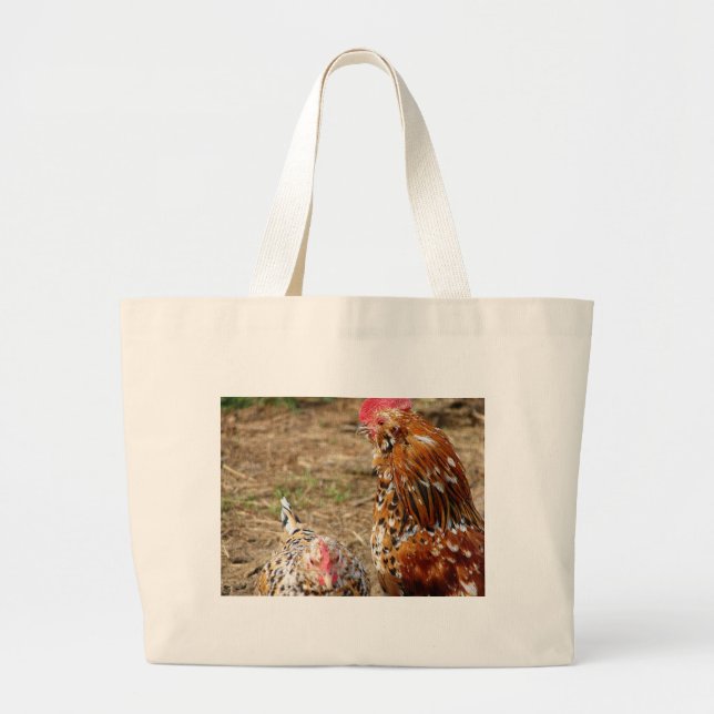 Bolsa Tote Grande Bantam Hen e Rooster (Frente)