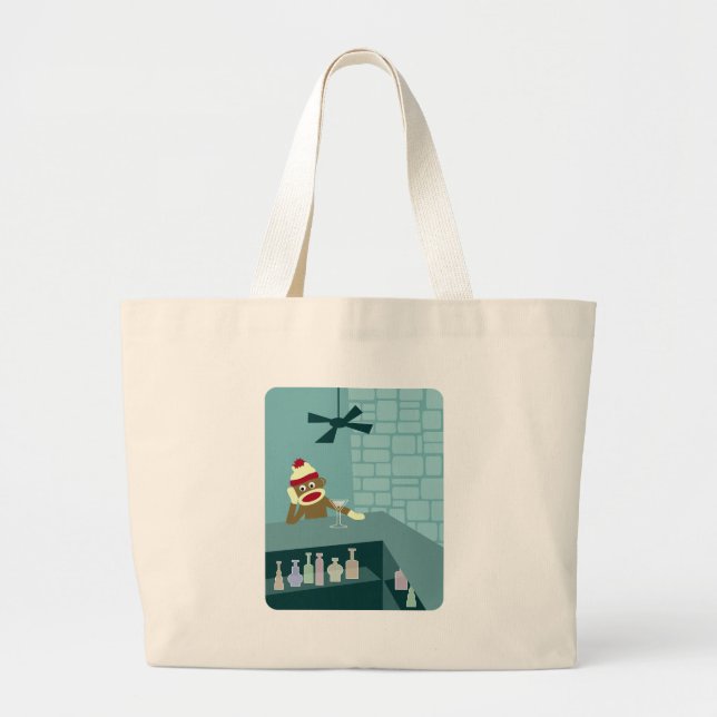 Bolsa Tote Grande Bar de Martini do macaco da peúga (Frente)