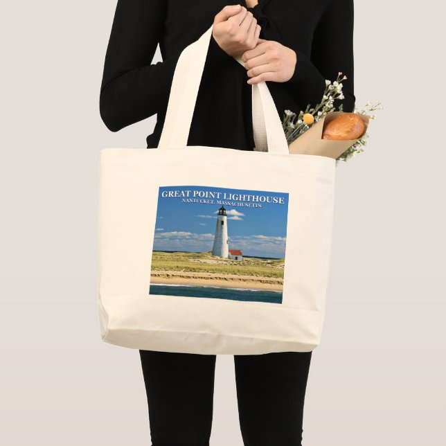 Bolsa Tote Grande Barra de ferramentas do Nantucket do Lighthouse do (Frente (produto))