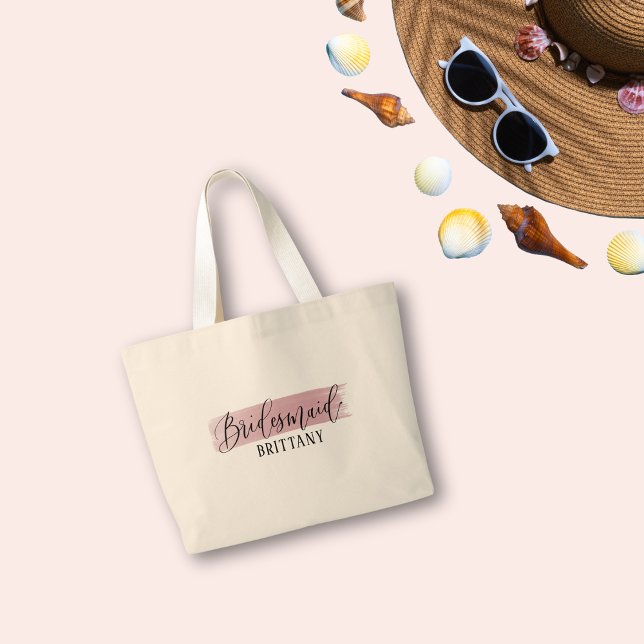 Bolsa Tote Grande Barra de Ferramentas do Script Elegante Bridesmaid (Bridesmaid Tote Bag | Custom Bridal Party Gift with Name | Beach Ready Wedding Weekend Tote)