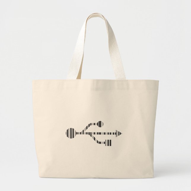 Bolsa Tote Grande BARRA DE LOGO USB CÓDIGO DE BARRAS Padrão de códig (Frente)
