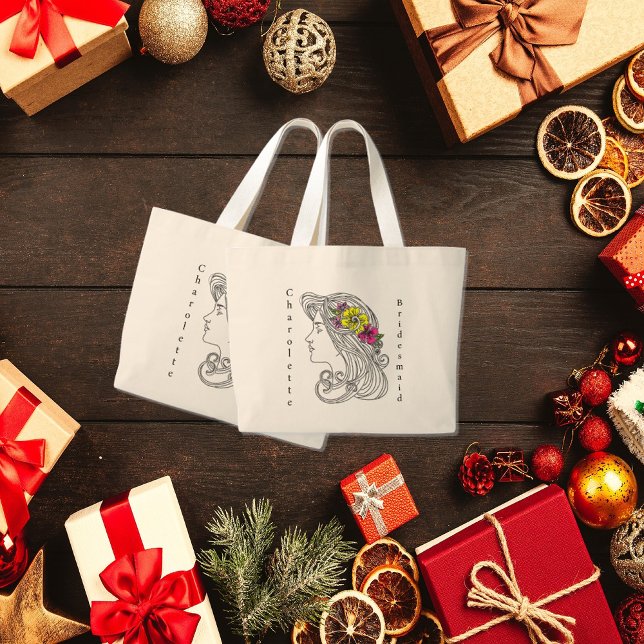 Bolsa Tote Grande Barra de Toques de Bridesmaid Personalizada (Criador carregado)