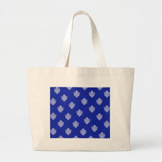 Bolsa Tote Grande barroco, real, azul, ornamentos, padrão, textura