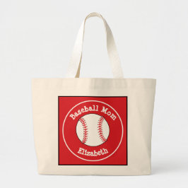 Bolsa Tote Grande Baseball clássico Mãe Branca Vermelha Personalizad