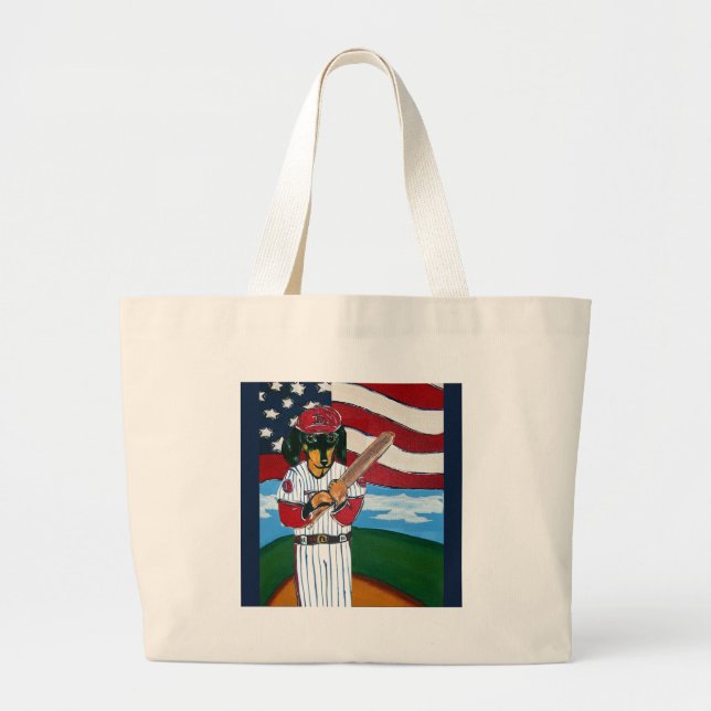 Bolsa Tote Grande Baseball doxie (Frente)