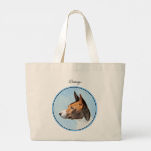 Bolsa Tote Grande Basenji Painting Chestnut Red Brindle — Arte Cacho