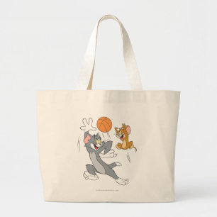 Bolsa Tote Grande Basquetebol 1 de Tom e de Jerry
