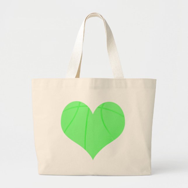 Bolsa Tote Grande Basquetebol do verde limão (Frente)