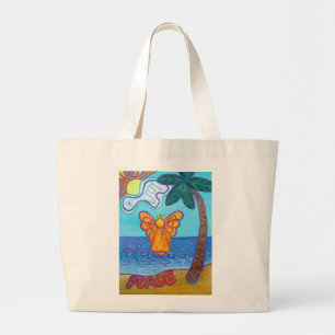 Bolsa Tote Grande Beach Angel Peace and Joy Art Tote Bags