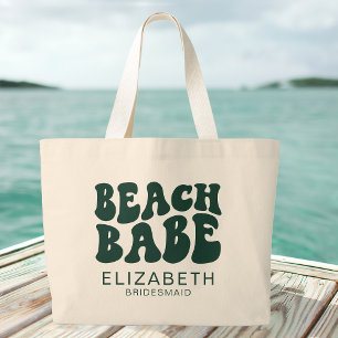 Bolsa Tote Grande Beach Babe Emerald Green Festa de solteira Legal
