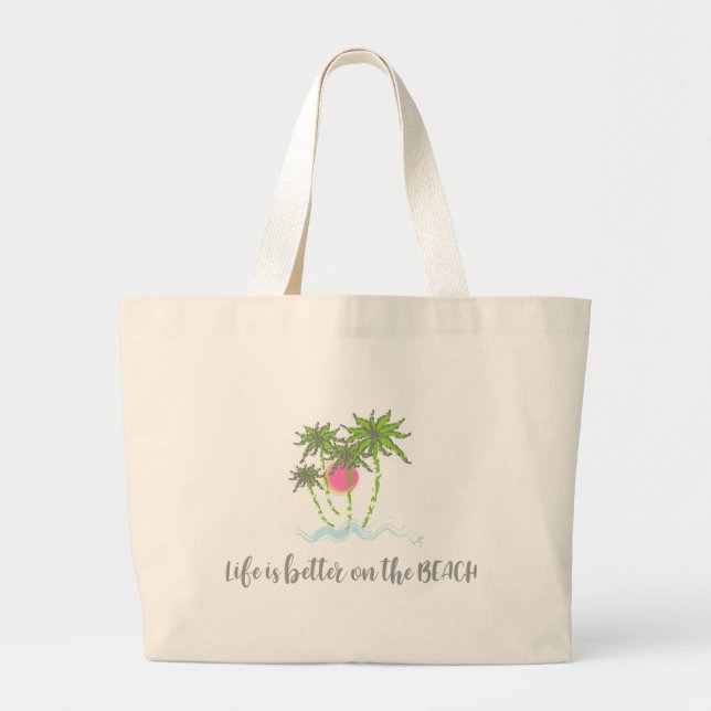Bolsa Tote Grande Beach Life Tropical Style Summer (Frente)