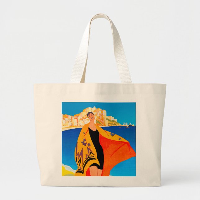 Bolsa Tote Grande Beach Tote Bag: "Riviera Francesa" (Frente)