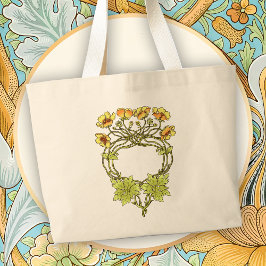 Bolsa Tote Grande Beautiful Art Nouveau Floral Motif