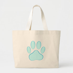 Bolsa Tote Grande Bebê Cachorro Azul Impressão da Pata Pet