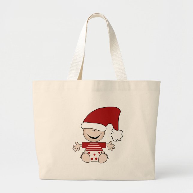 Bolsa Tote Grande Bebê de Natal em estocar Camisetas e presentes de  (Frente)