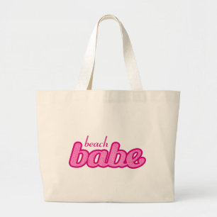Bolsa Tote Grande "Bebê de praia", saco gráfico rosa-quente