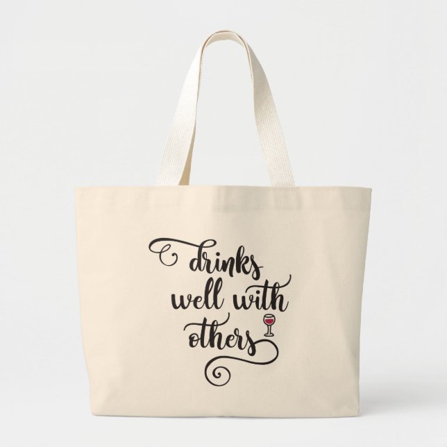 Bolsa Tote Grande Bebidas bem com outro (Frente)