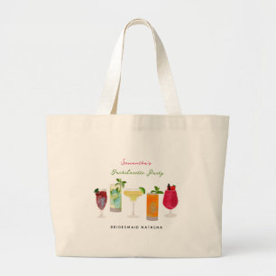 Bolsa Tote Grande Bebidas de Festa de Cocktails Despedida de Solteir