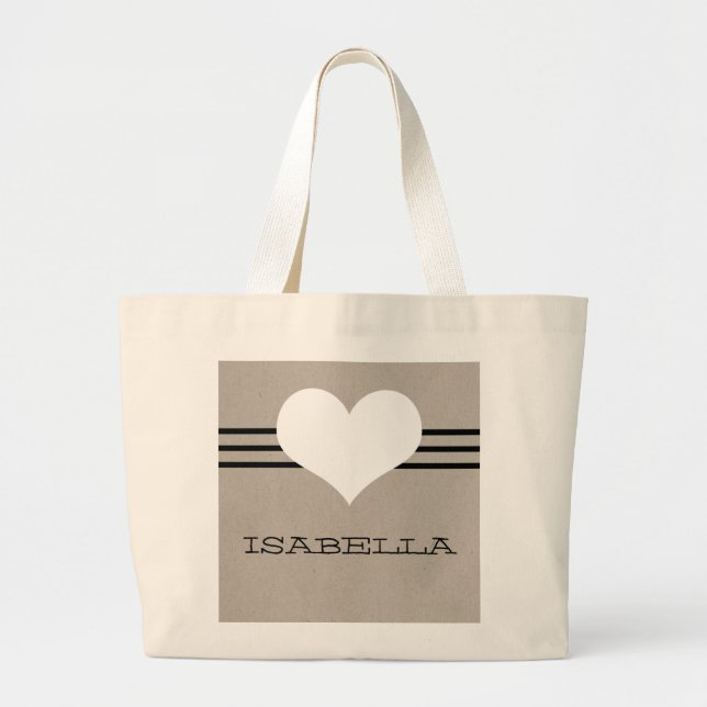 Bolsa Tote Grande Beige Modern Heart Tote Bag (Frente)
