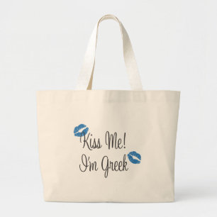 Bolsa Tote Grande Beije-me! Eu sou grego