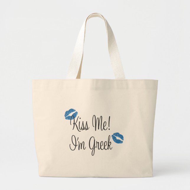 Bolsa Tote Grande Beije-me! Eu sou grego (Frente)