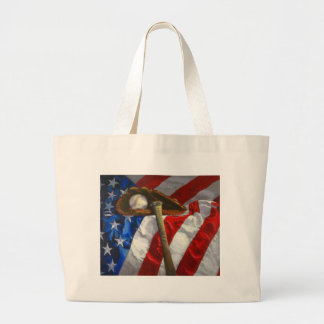 Bolsa Tote Grande Beisebol, luva, taco e bandeira americana