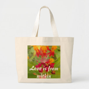 Bolsa Tote Grande Bela Estampa de Arte Floral Colorida com Flor de S