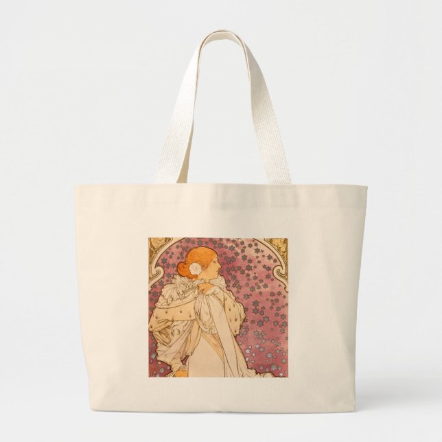 Bolsa Tote Grande Beleza da Mulher Mucha Art Nouveau (Frente)