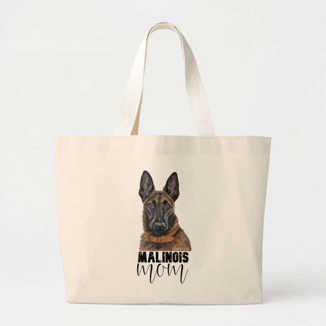 Bolsa Tote Grande Belga Malinois Mãe Tote Bag (Frente)
