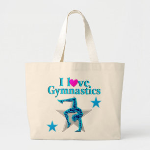 BOLSA TOTE GRANDE BELO AZUL EU AMO GINÁSTICA