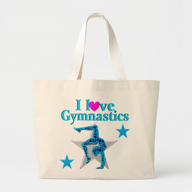 BOLSA TOTE GRANDE BELO AZUL EU AMO GINÁSTICA (Frente)