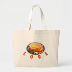 Bolsa Tote Grande belo brinde de flor amarela de rosa foto arte amor