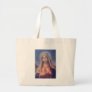 Bolsa Tote Grande Belo Coração Religioso Sagrado da Virgem Maria