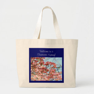 Bolsa Tote Grande Bem-vindo a um Primavera Fantástico! Tote Bag Dogw