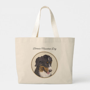 Bolsa Tote Grande Bernese Mountain Dog Berner Pintura Pet Art