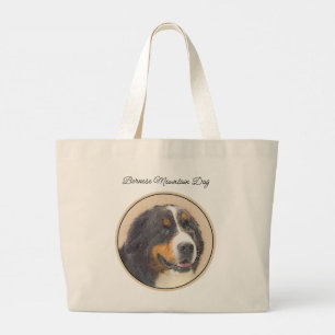 Bolsa Tote Grande Bernese Mountain Dog Berner Pintura Pet Art