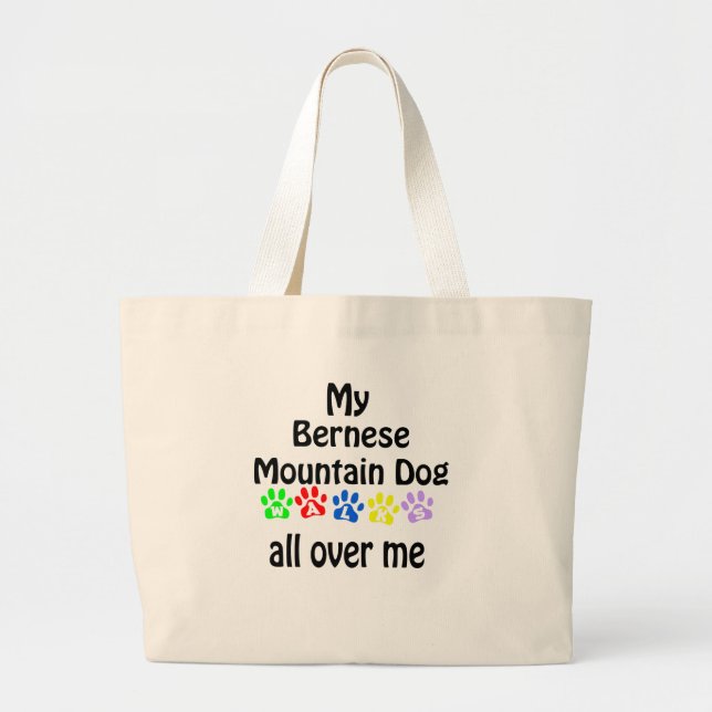 Bolsa Tote Grande Bernese Mountain Dog Walks Design (Frente)