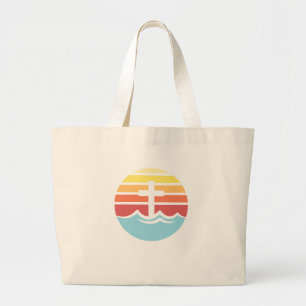 Bolsa Tote Grande Bethany Beach Retro Sunset Canvas