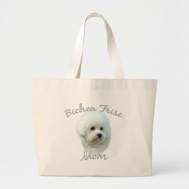 Bolsa Tote Grande Bichon Frise Mãe 2 (Frente)