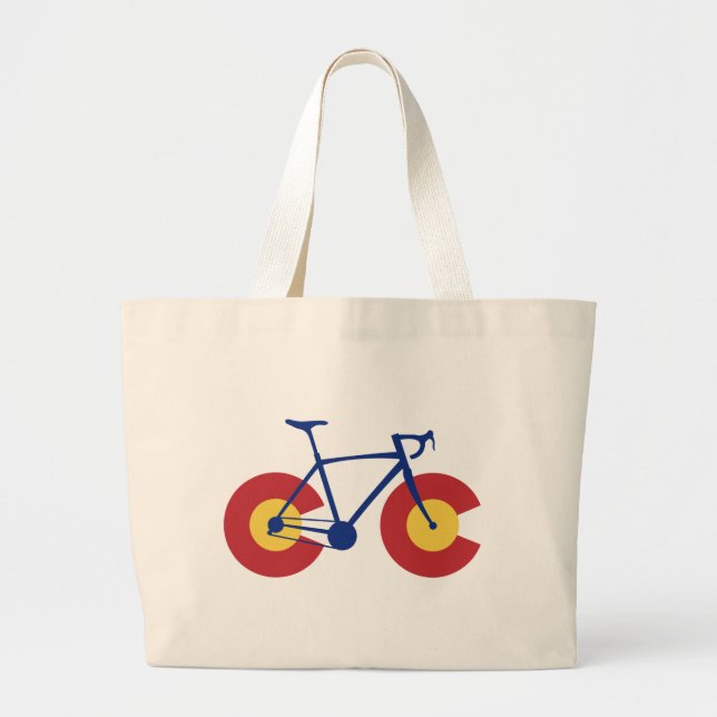 Bolsa Tote Grande Bicicleta da bandeira de Colorado (Frente)