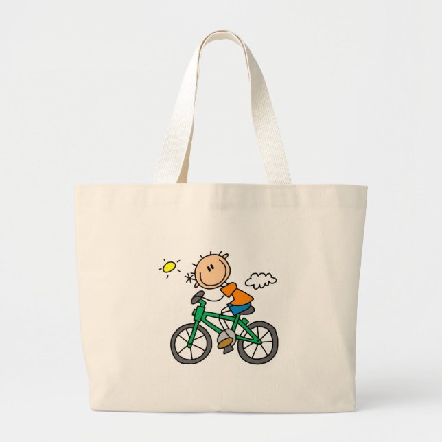Bolsa Tote Grande Bicicleta da equitação do menino da vara (Frente)