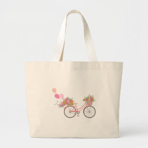 Bolsa Tote Grande Bicicleta Rosa Whimsical
