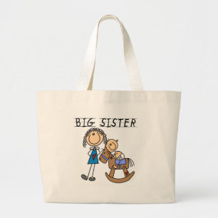 Bolsa Tote Grande Big Sister Baby Brother T-shirts e presentes